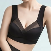 Naughtyhood Women Mesh Gathered Bra Plus Size Sports Bra Underwear With Thin Side Collection Yoga Hollow Out Bra Cup Comfortable Breathable Base Tops Bra